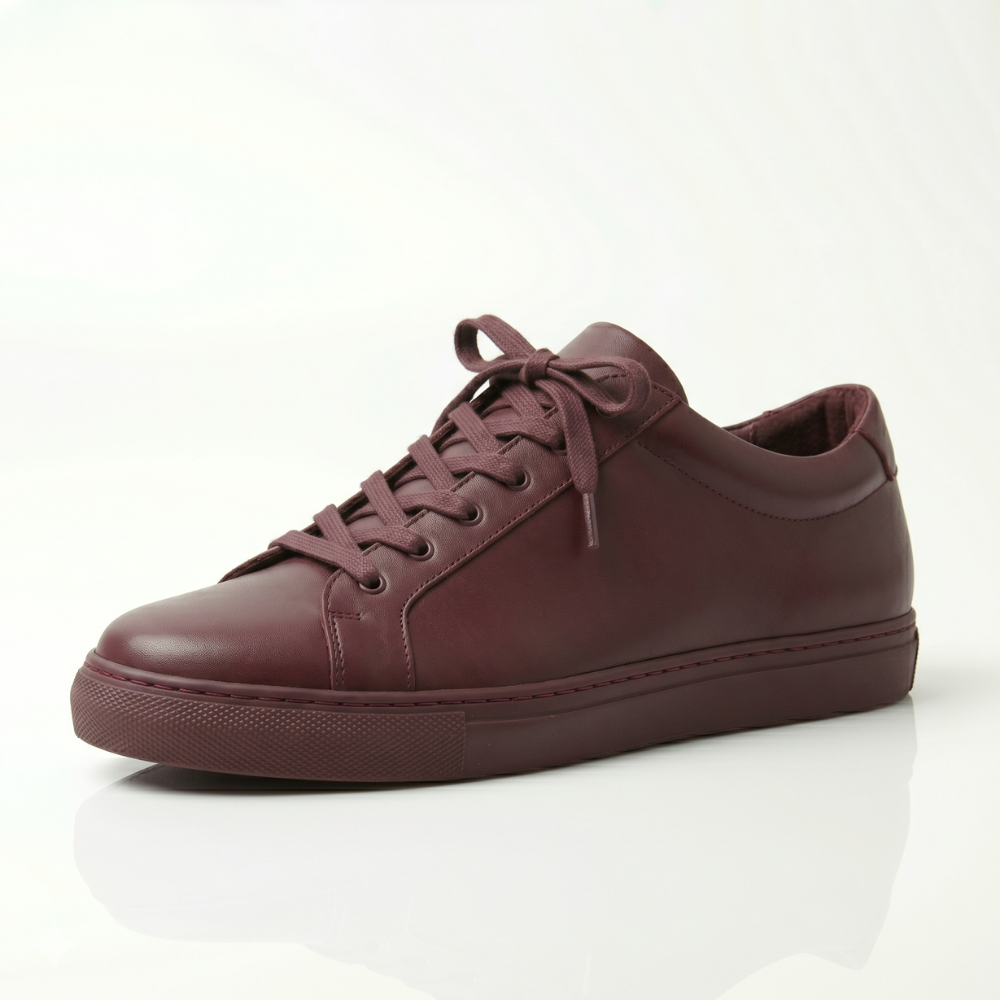 Burgundy Veyron Leather Sneakers