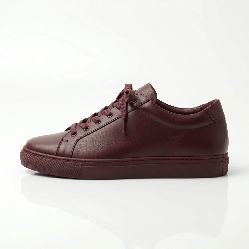 Burgundy Veyron Leather Sneakers