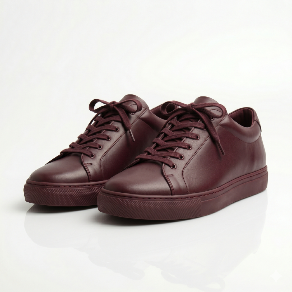 Burgundy Veyron Leather Sneakers